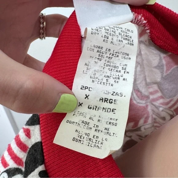 Mickey & Co Disney Pajama Sleep Shirt Top XL Cotton Red White Black Vintage - Picture 5 of 6